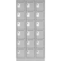 Clean Line Lockerette, 6 -tier, Bank of 3, 36" x 18" x 76", Steel, Grey, Rivet (Assembled) D. Morneault & Fils