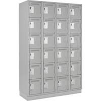 Clean Line Lockerette, 6 -tier, Bank of 4, 48" x 18" x 76", Steel, Grey, Rivet (Assembled) D. Morneault & Fils