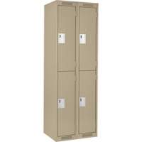 Clean Line Lockers, 2 -tier, Bank of 2, 24" x 18" x 72", Steel, Beige, Rivet (Assembled) D. Morneault & Fils