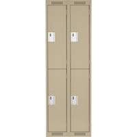 Clean Line Lockers, 2 -tier, Bank of 2, 24" x 18" x 72", Steel, Beige, Rivet (Assembled) D. Morneault & Fils