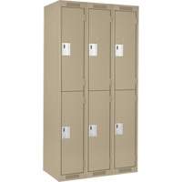 Clean Line Lockers, 2 -tier, Bank of 3, 36" x 18" x 72", Steel, Beige, Rivet (Assembled) D. Morneault & Fils
