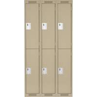 Clean Line Lockers, 2 -tier, Bank of 3, 36" x 18" x 72", Steel, Beige, Rivet (Assembled) D. Morneault & Fils