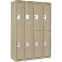 Clean Line Lockers, 2 -tier, Bank of 4, 48" x 18" x 72", Steel, Beige, Rivet (Assembled) D. Morneault & Fils