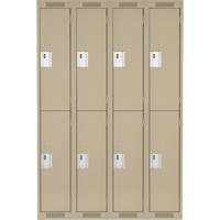 Clean Line Lockers, 2 -tier, Bank of 4, 48" x 18" x 72", Steel, Beige, Rivet (Assembled) D. Morneault & Fils