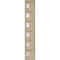 Clean Line Lockerette, 6 -tier, 12" x 18" x 72", Steel, Beige, Rivet (Assembled) D. Morneault & Fils