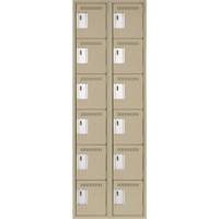 Clean Line Lockerette, 6 -tier, Bank of 2, 24" x 18" x 72", Steel, Beige, Rivet (Assembled) D. Morneault & Fils