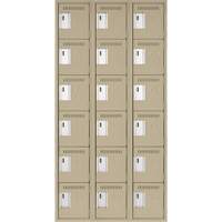 Clean Line Lockerette, 6 -tier, Bank of 3, 36" x 18" x 72", Steel, Beige, Rivet (Assembled) D. Morneault & Fils