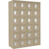 Clean Line Lockerette, 6 -tier, Bank of 4, 48" x 18" x 72", Steel, Beige, Rivet (Assembled) D. Morneault & Fils