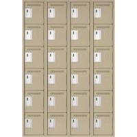 Clean Line Lockerette, 6 -tier, Bank of 4, 48" x 18" x 72", Steel, Beige, Rivet (Assembled) D. Morneault & Fils