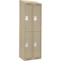 Clean Line Lockers, 2 -tier, Bank of 2, 24" x 18" x 78", Steel, Beige, Rivet (Assembled) D. Morneault & Fils