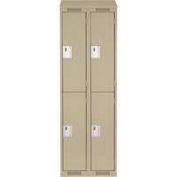 Clean Line Lockers, 2 -tier, Bank of 2, 24" x 18" x 78", Steel, Beige, Rivet (Assembled) D. Morneault & Fils