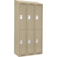 Clean Line Lockers, 2 -tier, Bank of 3, 36" x 18" x 78", Steel, Beige, Rivet (Assembled) D. Morneault & Fils