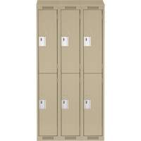 Clean Line Lockers, 2 -tier, Bank of 3, 36" x 18" x 78", Steel, Beige, Rivet (Assembled) D. Morneault & Fils
