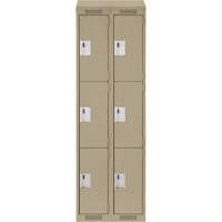 Casiers Clean Line, 3 niveaux, Bloc de 2, 24" x 18" x 78", Acier, Beige, Rivet (assembl&eacute;) D. Morneault & Fils