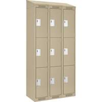 Casiers Clean Line, 3 niveaux, Bloc de 3, 36" x 18" x 78", Acier, Beige, Rivet (assembl&eacute;) D. Morneault & Fils