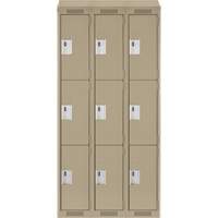 Casiers Clean Line, 3 niveaux, Bloc de 3, 36" x 18" x 78", Acier, Beige, Rivet (assembl&eacute;) D. Morneault & Fils