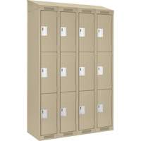 Casiers Clean Line, 3 niveaux, Bloc de 4, 48" x 18" x 78", Acier, Beige, Rivet (assembl&eacute;) D. Morneault & Fils