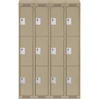 Casiers Clean Line, 3 niveaux, Bloc de 4, 48" x 18" x 78", Acier, Beige, Rivet (assembl&eacute;) D. Morneault & Fils