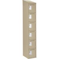 Petits casiers Clean Line, 6 niveaux, 12" x 18" x 78", Acier, Beige, Rivet (assembl&eacute;) D. Morneault & Fils