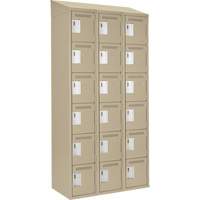 Clean Line Lockerette, 6 -tier, Bank of 3, 36" x 18" x 78", Steel, Beige, Rivet (Assembled) D. Morneault & Fils