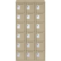 Clean Line Lockerette, 6 -tier, Bank of 3, 36" x 18" x 78", Steel, Beige, Rivet (Assembled) D. Morneault & Fils