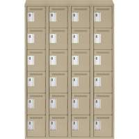 Clean Line Lockerette, 6 -tier, Bank of 4, 48" x 18" x 78", Steel, Beige, Rivet (Assembled) D. Morneault & Fils