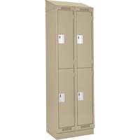 Clean Line Lockers, 2 -tier, Bank of 2, 24" x 18" x 82", Steel, Beige, Rivet (Assembled) D. Morneault & Fils