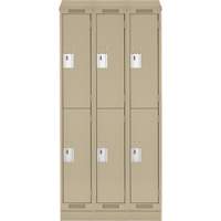 Clean Line Lockers, 2 -tier, Bank of 3, 36" x 18" x 82", Steel, Beige, Rivet (Assembled) D. Morneault & Fils