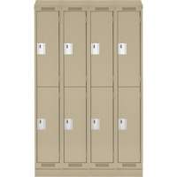 Clean Line Lockers, 2 -tier, Bank of 4, 48" x 18" x 82", Steel, Beige, Rivet (Assembled) D. Morneault & Fils