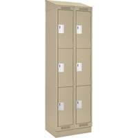 Clean Line Lockers, 3 -tier, Bank of 2, 24" x 18" x 82", Steel, Beige, Rivet (Assembled) D. Morneault & Fils
