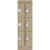 Clean Line Lockers, 3 -tier, Bank of 2, 24" x 18" x 82", Steel, Beige, Rivet (Assembled) D. Morneault & Fils