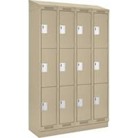 Clean Line Lockers, 3 -tier, Bank of 4, 48" x 18" x 82", Steel, Beige, Rivet (Assembled) D. Morneault & Fils