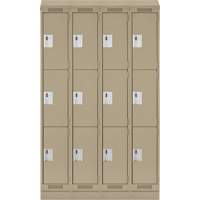 Clean Line Lockers, 3 -tier, Bank of 4, 48" x 18" x 82", Steel, Beige, Rivet (Assembled) D. Morneault & Fils