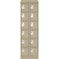 Clean Line Lockerette , 6 -tier, Bank of 2, 24" x 18" x 82", Steel, Beige, Rivet (Assembled) D. Morneault & Fils