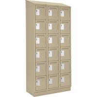 Clean Line Lockerette , 6 -tier, Bank of 3, 36" x 18" x 82", Steel, Beige, Rivet (Assembled) D. Morneault & Fils