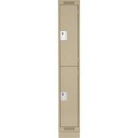 Clean Line Lockers, 2 -tier, 12" x 18" x 76", Steel, Beige, Rivet (Assembled) D. Morneault & Fils