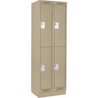 Clean Line Lockers, 2 -tier, Bank of 2, 24" x 18" x 76", Steel, Beige, Rivet (Assembled) D. Morneault & Fils