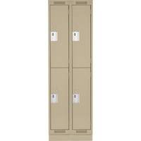 Clean Line Lockers, 2 -tier, Bank of 2, 24" x 18" x 76", Steel, Beige, Rivet (Assembled) D. Morneault & Fils