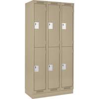 Clean Line Lockers, 2 -tier, Bank of 3, 36" x 18" x 76", Steel, Beige, Rivet (Assembled) D. Morneault & Fils