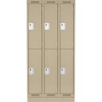 Clean Line Lockers, 2 -tier, Bank of 3, 36" x 18" x 76", Steel, Beige, Rivet (Assembled) D. Morneault & Fils