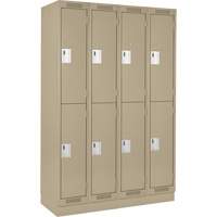 Clean Line Lockers, 2 -tier, Bank of 4, 48" x 18" x 76", Steel, Beige, Rivet (Assembled) D. Morneault & Fils