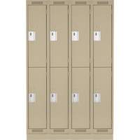 Clean Line Lockers, 2 -tier, Bank of 4, 48" x 18" x 76", Steel, Beige, Rivet (Assembled) D. Morneault & Fils