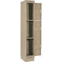 Clean Line Lockers, 3 -tier, Bank of 4, 48" x 18" x 76", Steel, Beige, Rivet (Assembled) D. Morneault & Fils