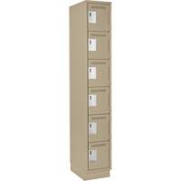 Clean Line Lockerette, 6 -tier, 12" x 18" x 76", Steel, Beige, Rivet (Assembled) D. Morneault & Fils