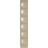 Clean Line Lockerette, 6 -tier, 12" x 18" x 76", Steel, Beige, Rivet (Assembled) D. Morneault & Fils