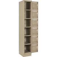 Clean Line Lockerette, 6 -tier, Bank of 4, 48" x 18" x 76", Steel, Beige, Rivet (Assembled) D. Morneault & Fils