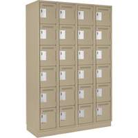 Clean Line Lockerette, 6 -tier, Bank of 4, 48" x 18" x 76", Steel, Beige, Rivet (Assembled) D. Morneault & Fils