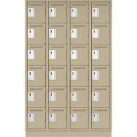 Clean Line Lockerette, 6 -tier, Bank of 4, 48" x 18" x 76", Steel, Beige, Rivet (Assembled) D. Morneault & Fils