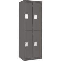 Clean Line Lockers, 2 -tier, Bank of 2, 24" x 18" x 72", Steel, Charcoal, Rivet (Assembled) D. Morneault & Fils