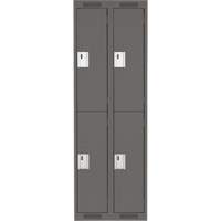 Clean Line Lockers, 2 -tier, Bank of 2, 24" x 18" x 72", Steel, Charcoal, Rivet (Assembled) D. Morneault & Fils
